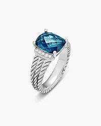 Petite Wheaton® Sterling Silver with Hampton Blue Topaz and Diamonds, 10mm