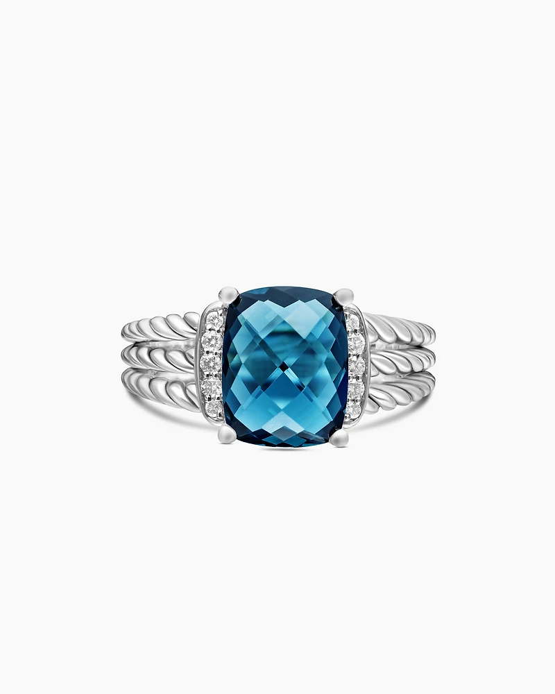 Petite Wheaton® Sterling Silver with Hampton Blue Topaz and Diamonds, 10mm