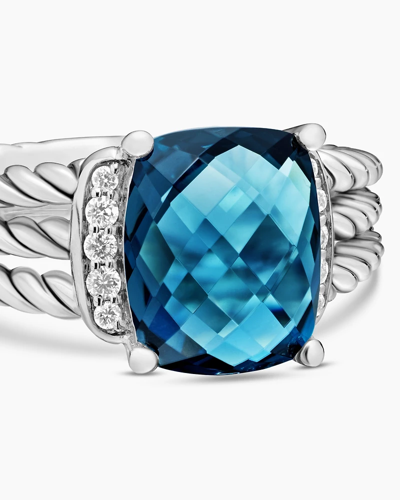 Petite Wheaton® Sterling Silver with Hampton Blue Topaz and Diamonds, 10mm