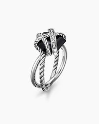 Cable Wrap Ring Sterling Silver with Black Onyx and Pavé Diamonds