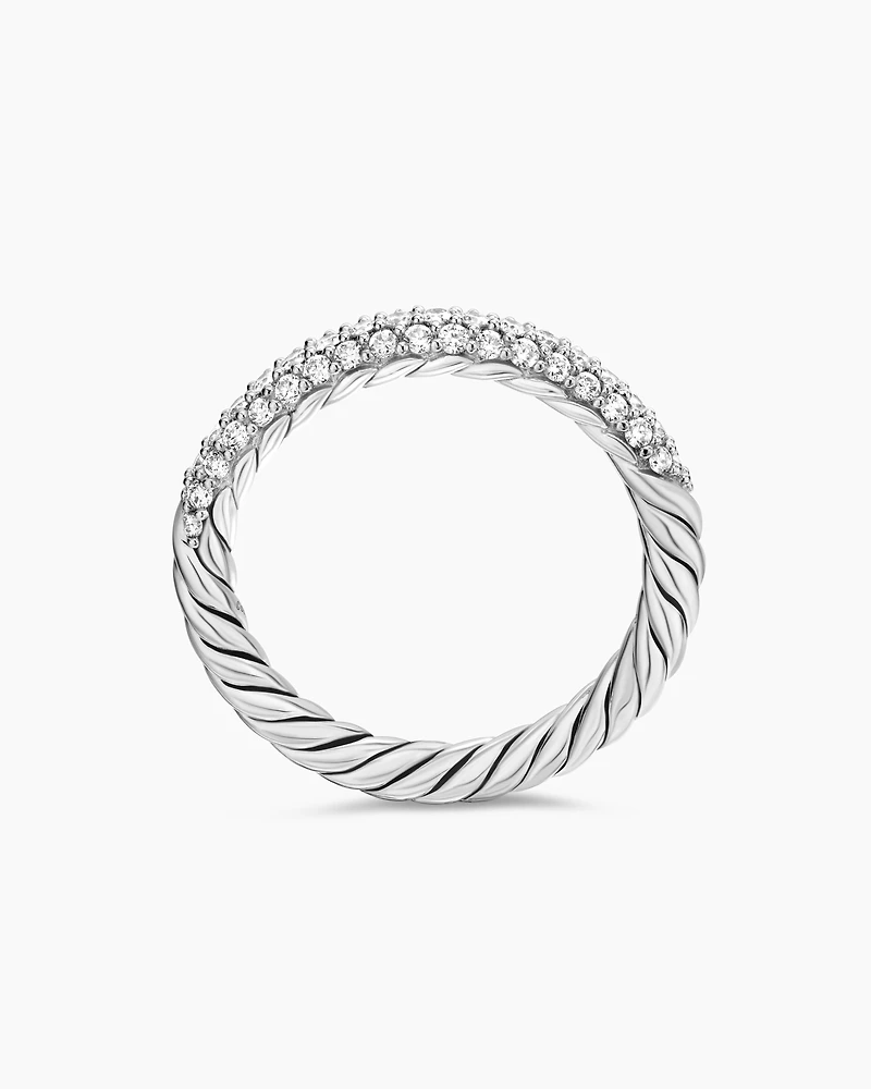 Petite Pavé Stack Ring Sterling Silver with Diamonds, 3mm