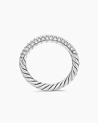 Petite Pavé Stack Ring Sterling Silver with Diamonds, 3mm