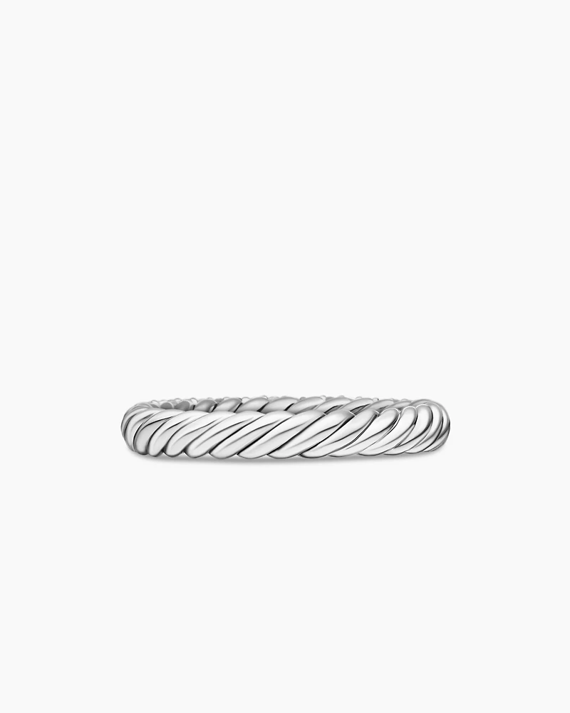 Petite Pavé Stack Ring Sterling Silver with Diamonds, 3mm