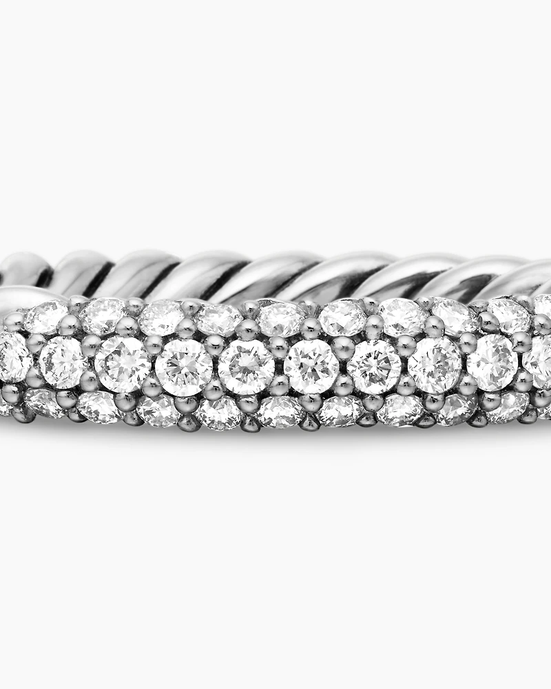 Petite Pavé Stack Ring Sterling Silver with Diamonds, 3mm