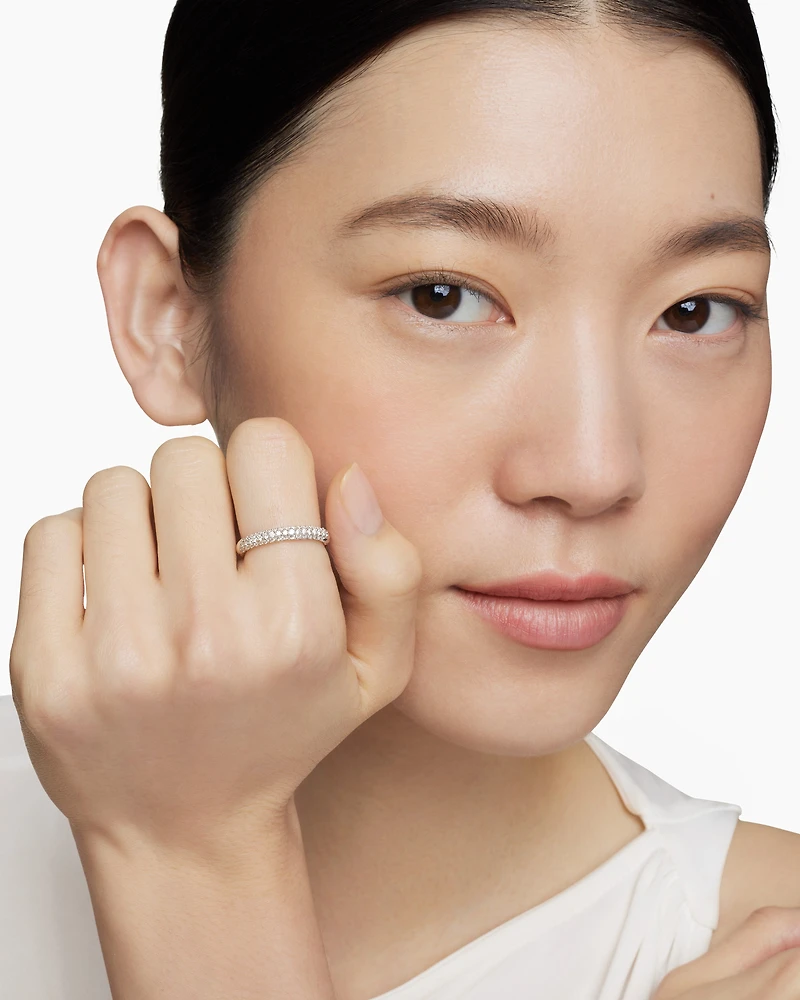Petite Pavé Stack Ring Sterling Silver with Diamonds, 3mm