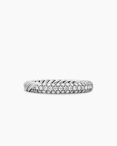 Petite Pavé Stack Ring Sterling Silver with Diamonds, 3mm
