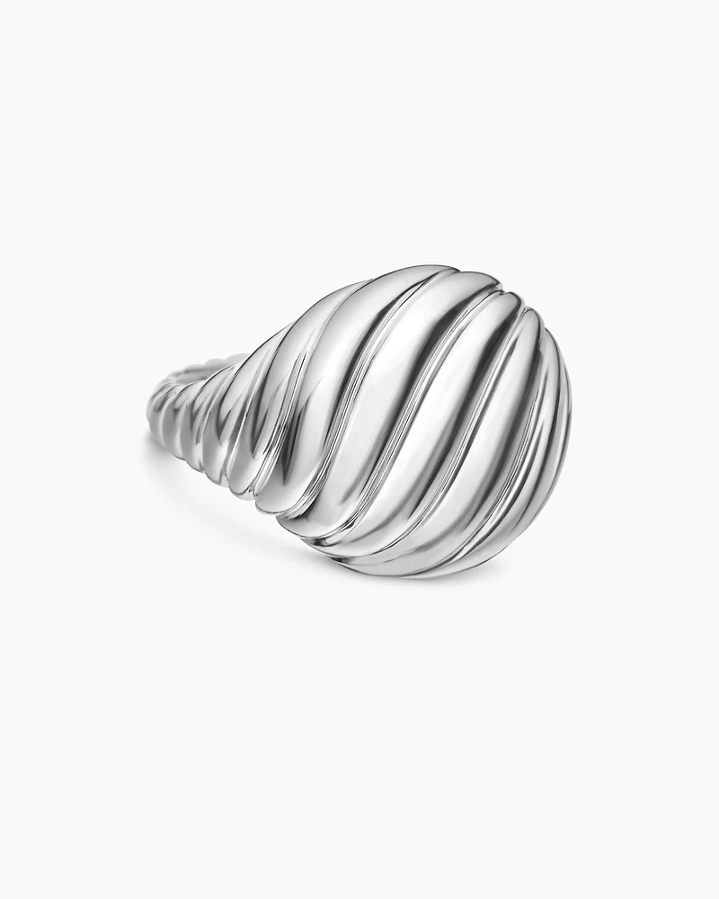 Sculpted Cable Pinky Ring Sterling Silver, 13mm