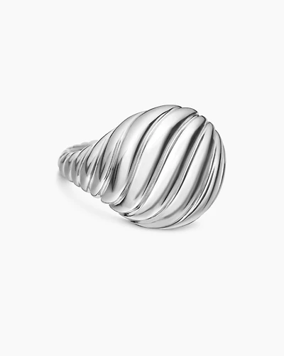 Sculpted Cable Pinky Ring Sterling Silver, 13mm