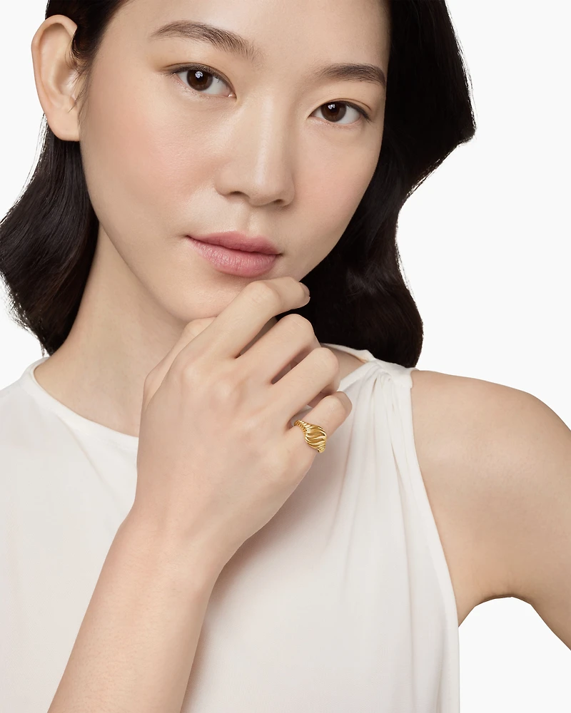 Sculpted Cable Pinky Ring 18K Yellow Gold, 9.7mm