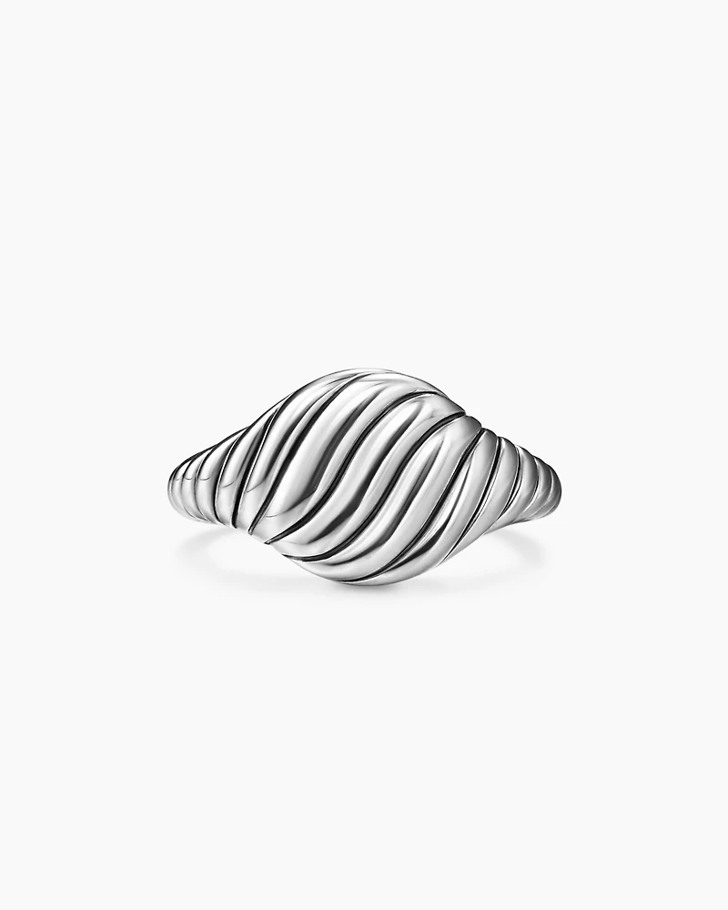 Sculpted Cable Pinky Ring Sterling Silver, 10mm