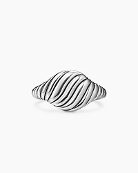 Sculpted Cable Pinky Ring Sterling Silver, 10mm