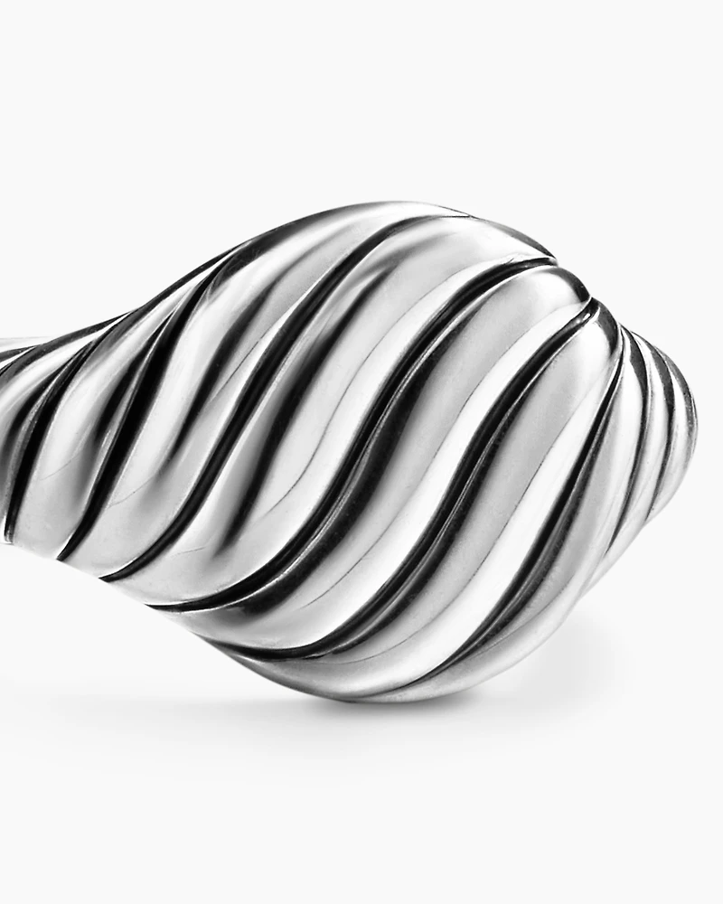 Sculpted Cable Pinky Ring Sterling Silver, 10mm