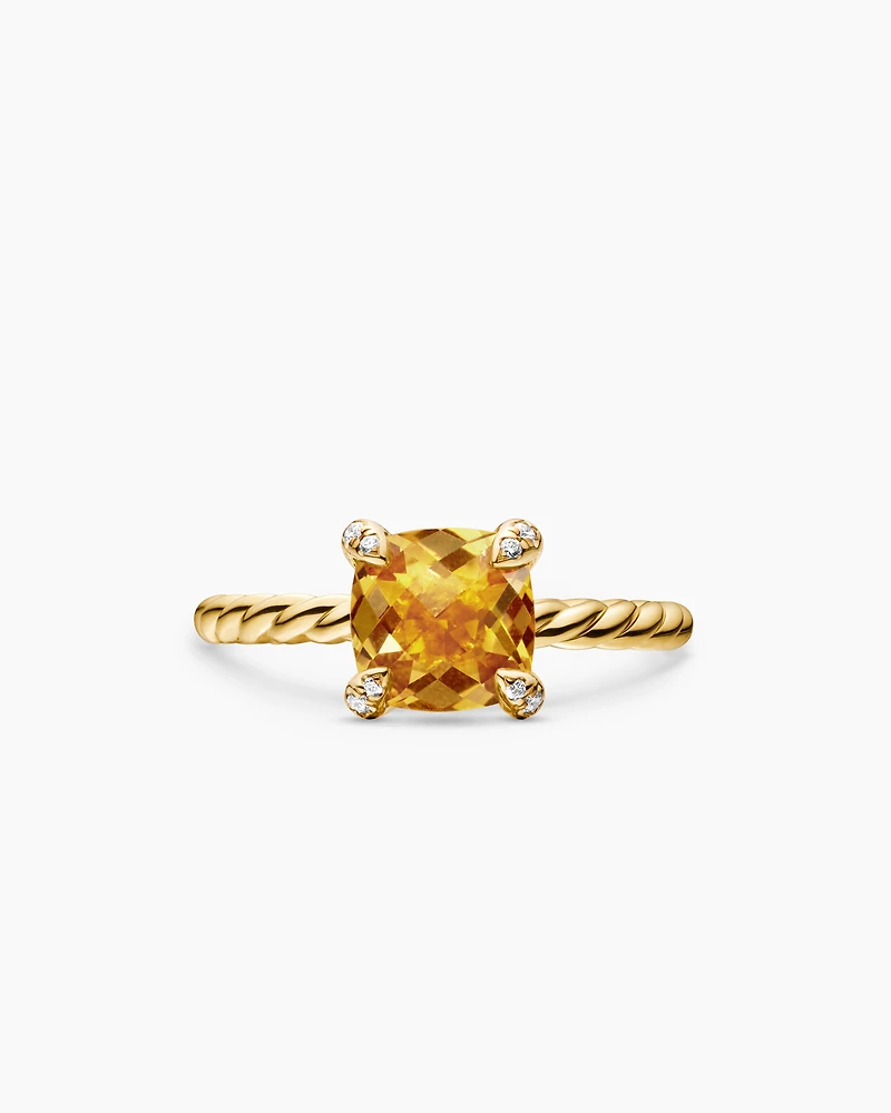 Chatelaine® Ring 18K Yellow Gold with Citrine and Diamonds, 7mm