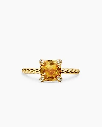 Chatelaine® Ring 18K Yellow Gold with Citrine and Diamonds, 7mm