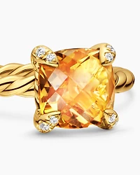 Chatelaine® Ring 18K Yellow Gold with Citrine and Diamonds, 7mm