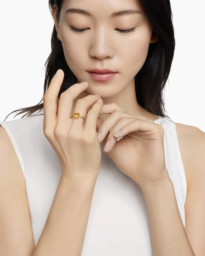 Chatelaine® Ring 18K Yellow Gold with Citrine and Diamonds, 7mm