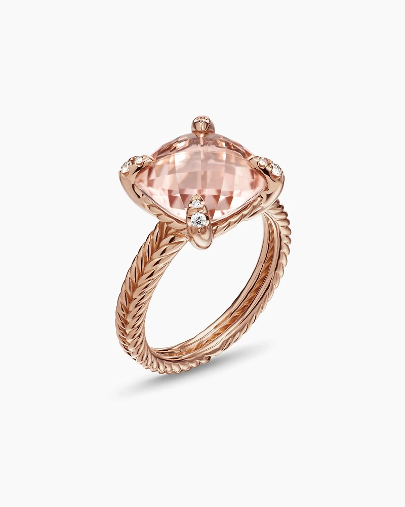 Chatelaine® Ring 18K Rose Gold with Morganite and Diamonds