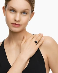 Chatelaine® Ring Sterling Silver with Black Onyx and Diamonds, 11mm