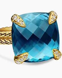 Chatelaine® Ring 18K Yellow Gold with Hampton Blue Topaz and Diamonds, 14mm