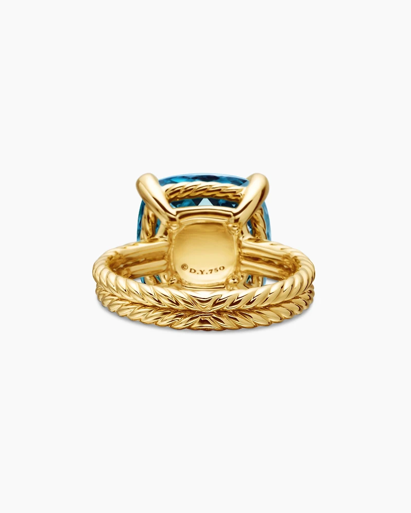 Chatelaine® Ring 18K Yellow Gold with Hampton Blue Topaz and Diamonds, 14mm