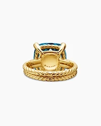 Chatelaine® Ring 18K Yellow Gold with Hampton Blue Topaz and Diamonds, 14mm