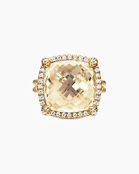 Chatelaine® Pavé Bezel Ring 18K Yellow Gold with Champagne Citrine and Diamonds, 14mm