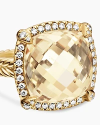 Chatelaine® Pavé Bezel Ring 18K Yellow Gold with Champagne Citrine and Diamonds, 14mm