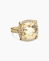 Chatelaine® Pavé Bezel Ring 18K Yellow Gold with Champagne Citrine and Diamonds, 14mm