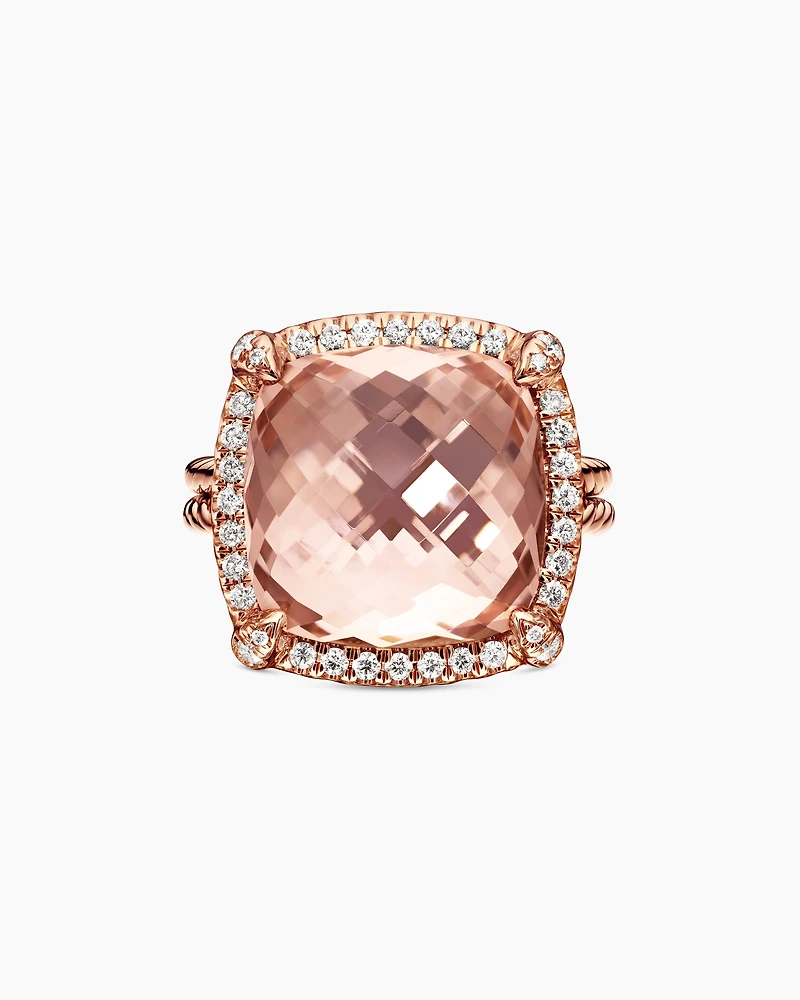 Chatelaine® Pavé Bezel Ring 18K Rose Gold with Morganite and Diamonds