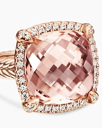 Chatelaine® Pavé Bezel Ring 18K Rose Gold with Morganite and Diamonds