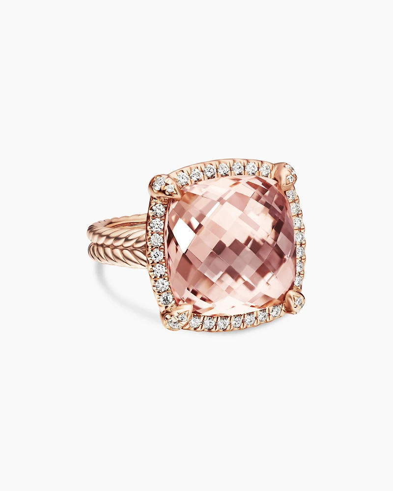 Chatelaine® Pavé Bezel Ring 18K Rose Gold with Morganite and Diamonds