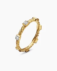 Cable Collectibles® Stations Stack Ring 18K Yellow Gold with Diamonds, 2mm