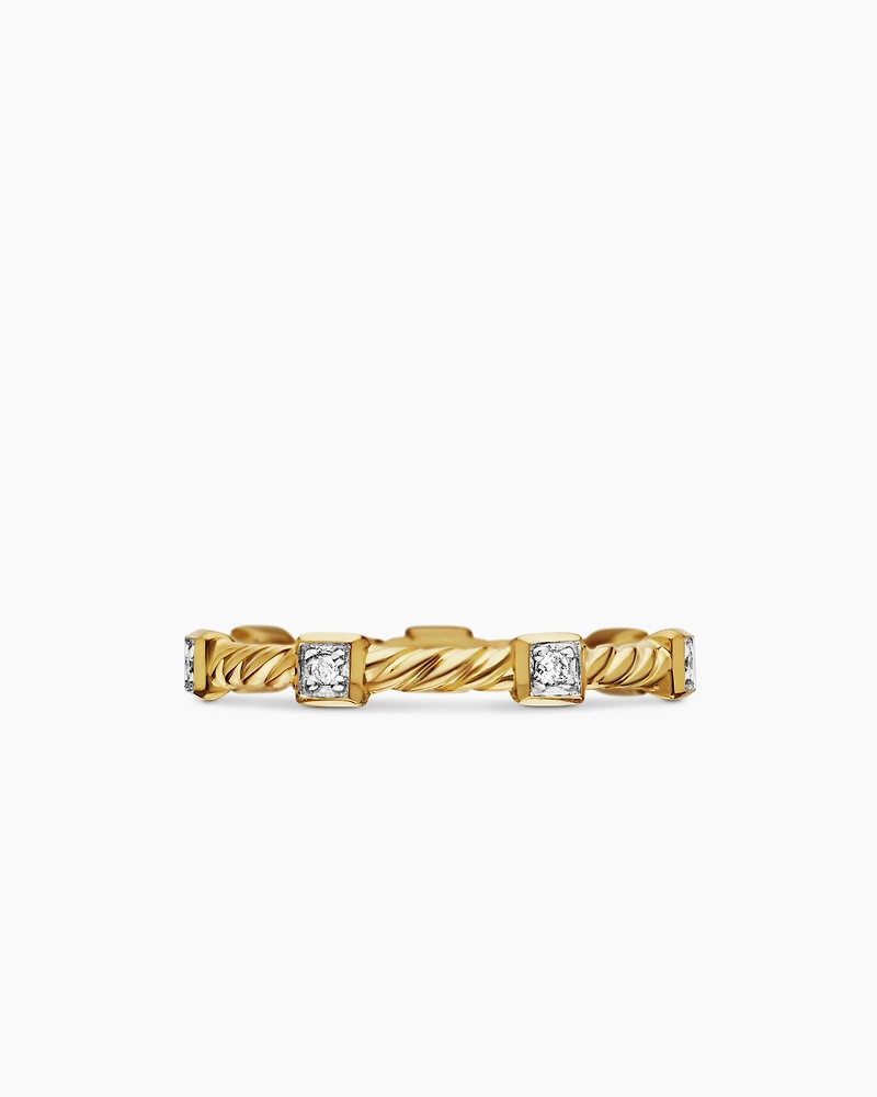 Cable Collectibles® Stations Stack Ring 18K Yellow Gold with Diamonds, 2mm