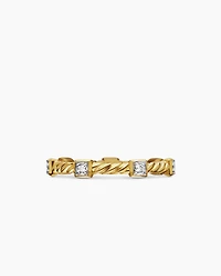 Cable Collectibles® Stations Stack Ring 18K Yellow Gold with Diamonds, 2mm