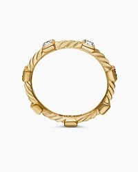 Cable Collectibles® Stations Stack Ring 18K Yellow Gold with Diamonds, 2mm