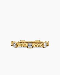 Cable Collectibles® Stations Stack Ring 18K Yellow Gold with Diamonds, 2mm