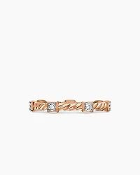 Cable Collectibles® Stations Stack Ring 18K Rose Gold with Diamonds, 2mm