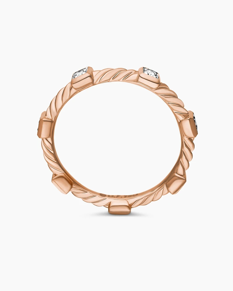 Cable Collectibles® Stations Stack Ring 18K Rose Gold with Diamonds, 2mm