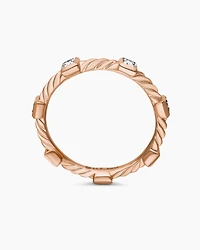 Cable Collectibles® Stations Stack Ring 18K Rose Gold with Diamonds, 2mm