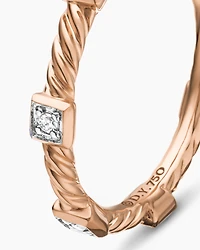 Cable Collectibles® Stations Stack Ring 18K Rose Gold with Diamonds, 2mm