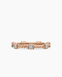 Cable Collectibles® Stations Stack Ring 18K Rose Gold with Diamonds, 2mm