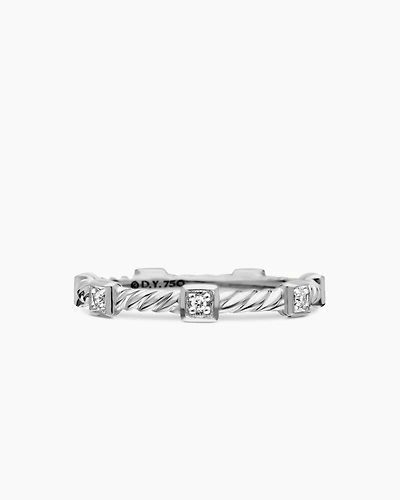 Cable Collectibles® Stations Stack Ring 18K White Gold with Diamonds, 2mm
