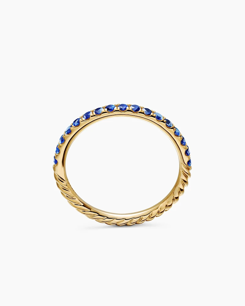 Cable Collectibles® Stack Ring 18K Yellow Gold with Pavé Blue Sapphires, 2mm
