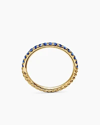 Cable Collectibles® Stack Ring 18K Yellow Gold with Pavé Blue Sapphires, 2mm