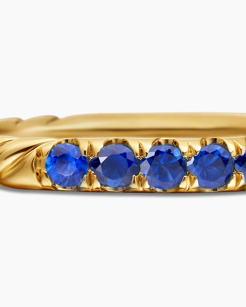 Cable Collectibles® Stack Ring 18K Yellow Gold with Pavé Blue Sapphires, 2mm