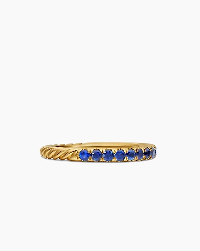 Cable Collectibles® Stack Ring 18K Yellow Gold with Pavé Blue Sapphires, 2mm