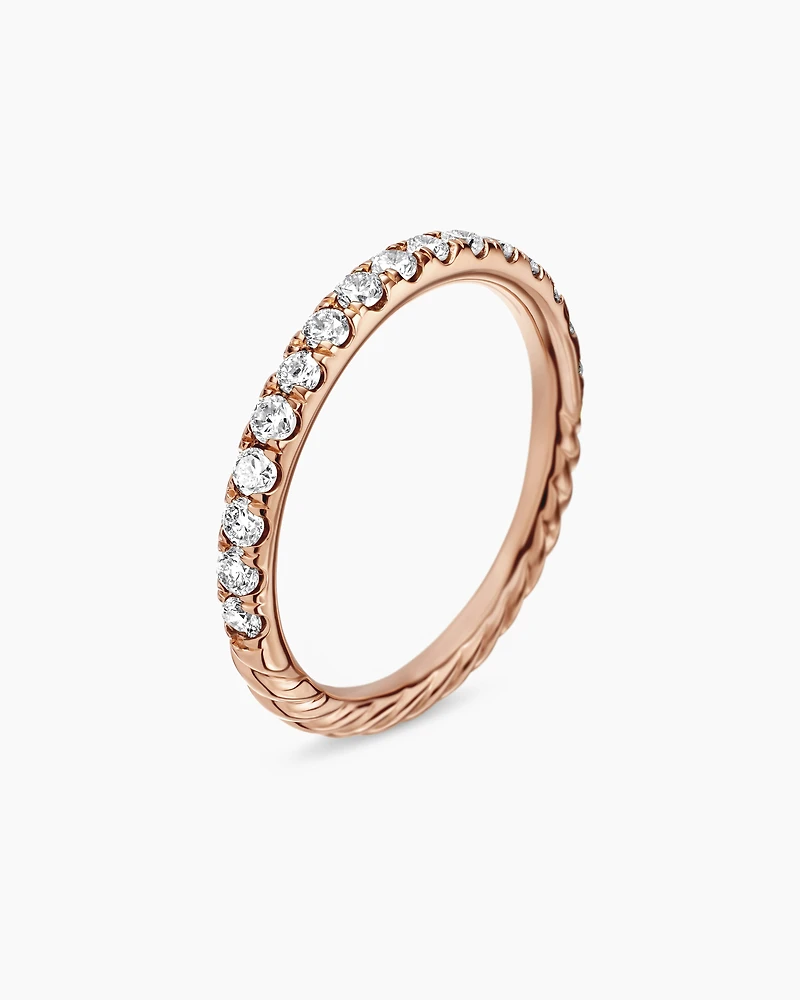 Cable Collectibles® Stack Ring 18K Rose Gold with Diamonds, 2mm