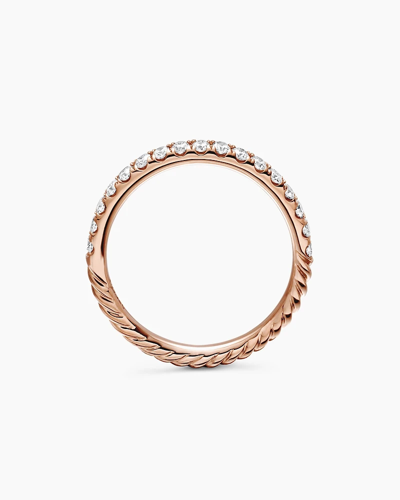 Cable Collectibles® Stack Ring 18K Rose Gold with Diamonds, 2mm