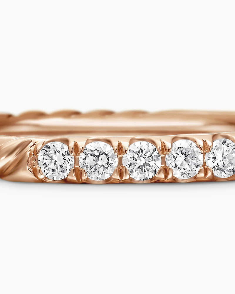 Cable Collectibles® Stack Ring 18K Rose Gold with Diamonds, 2mm