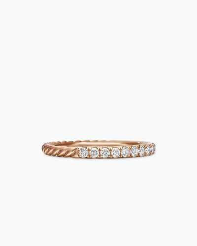 Cable Collectibles® Stack Ring 18K Rose Gold with Diamonds, 2mm